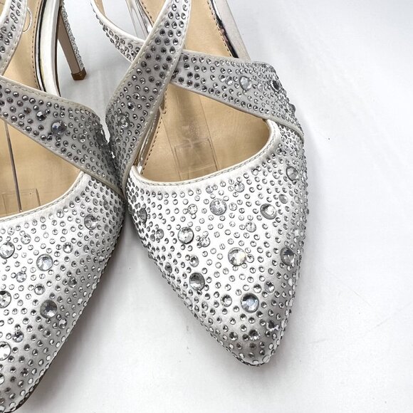 Jessica Simpson Womens 6.5 Accile White Jeweled Stiletto Heels Pumps‎ Shoes - Picture 5 of 14